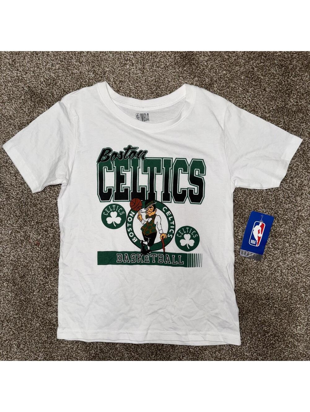 Boston Celtics NBA Boys White Basketball T-Shirt Size S 6/7